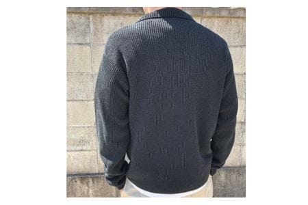 【阿部ニット】《ネイビー》片あぜ編みサマーニットジャケット（美濃和紙使用）LLサイズ F20C-432