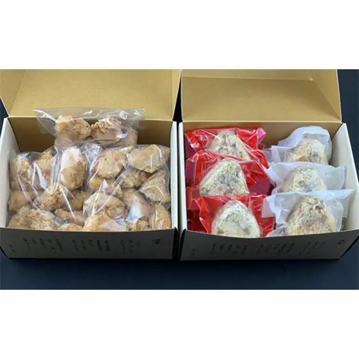 お手軽レンチンセット（国産若鶏唐揚げ３種食べ比べ960g）＋（鶏めしおにぎり90g×12個）