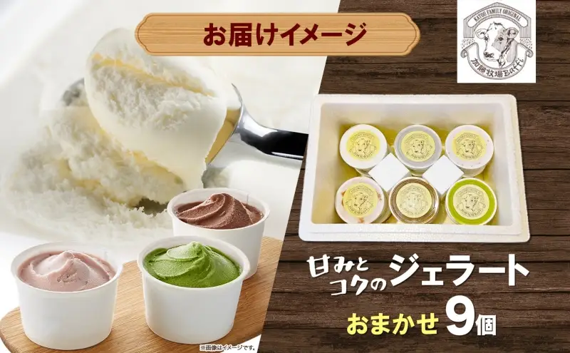 【加藤牧場】ノンホモ低温殺菌牛乳使用 ジェラート 9個入り アイス 氷 夏 暑い 猛暑 フレーバー 濃厚 さっぱり 人気 ご当地 スイーツ お菓子 食後 デザート 氷菓 牛乳 さっぱり コク お取り寄せ 加藤牧場 埼玉県 日高市