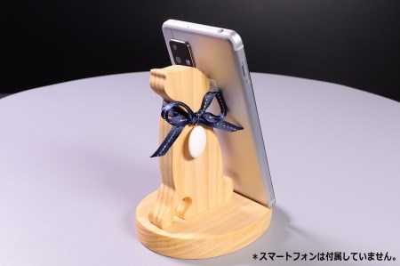 木製 スマホスタンド いぬ 蛤碁石付き [ミツイシ(黒木碁石店) 宮崎県 日向市 452060825]
