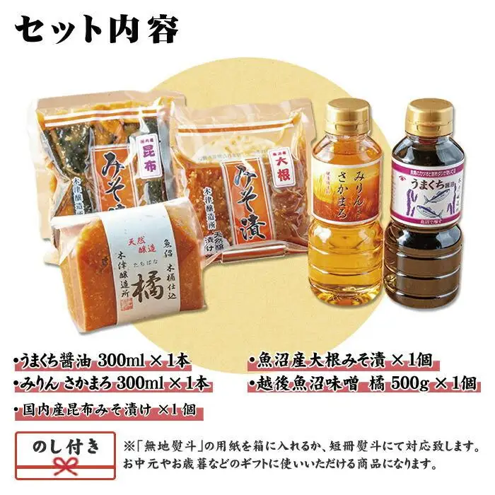 無地熨斗 新潟県 南魚沼産 こだわり厳選 味噌 ＆ 醤油 みりん お試し 木津醸造所 調味料 セット