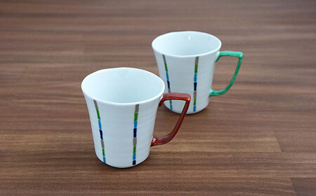 有田焼 irodori ライン ペアマグ【よう楽庵・たかす】器 食器 陶磁器 カップ マグカップ コーヒーカップ ペア ギフト A35-693