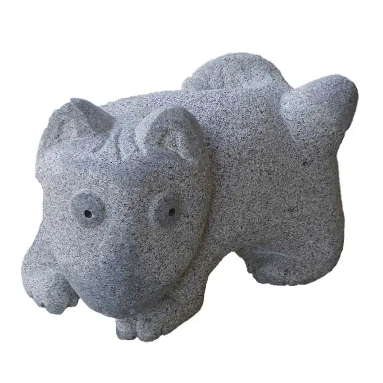 犬の彫刻「ぼくの家」 石 ストーン 雑貨 職人 伝統工芸 伝統工芸品 置き物 飾り 玄関 庭 ガーデニング おしゃれ 茨城県 桜川市 贈り物 [AP006sa]