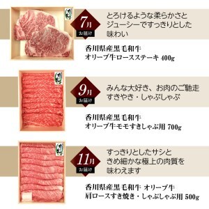 オリーブ牛満喫肉セット(奇数月 全6回)【定期便】