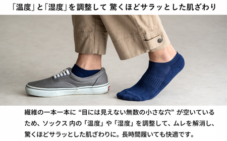 AMIGAMI靴下　美濃和紙を使ったパイルアンクルソックス　メンズ２足組　「蒸れない、匂わない、丈夫」　（男性用 紺・白 各1）D14-03