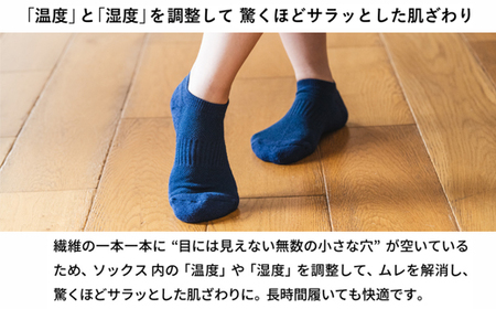 AMIGAMI靴下　美濃和紙を使ったパイルアンクルソックス　レディース２足組　「蒸れない、匂わない、丈夫」　（女性用 紺・白 各１）D14-04