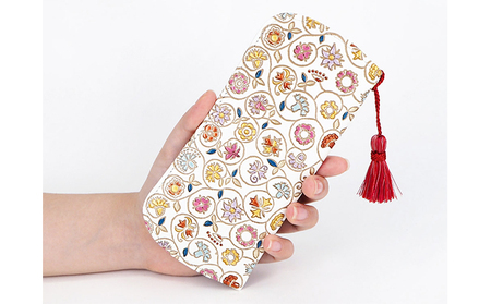 【文庫屋大関】メガネケース　金唐小花【皮革工芸品】 ファッション小物 民芸品 