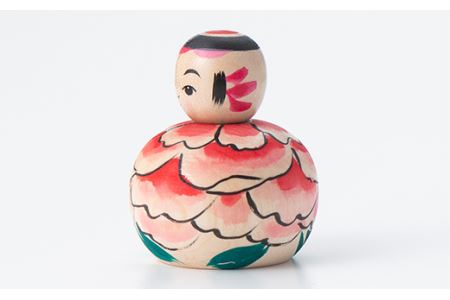 FYN9-429 ＜菊摩呂こけし工房＞ 豆えじこ いづめ型芍薬(志田菊宏 創作こけし) 山形県 西川町
