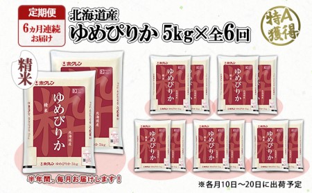 定期便 6ヶ月連続6回 北海道産 ゆめぴりか 精米 10kg 米 特A 白米 お取り寄せ ごはん 道産米 ブランド米 半年 お米 ご飯 米 おまとめ買い ホクレン 北海道 倶知安町 【定期便・お米・ゆめぴりか・精米】