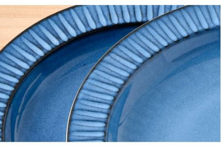 【波佐見焼】蒼鎬 リム プレート 24cm 2枚セット 食器 陶器 大皿【利左エ門窯】 [QB45]  波佐見焼