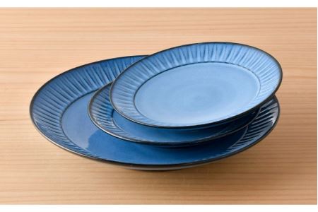 【波佐見焼】蒼鎬 プレート 大小3枚セット 取り皿 大皿 食器 【利左エ門窯】 [QB46]  波佐見焼