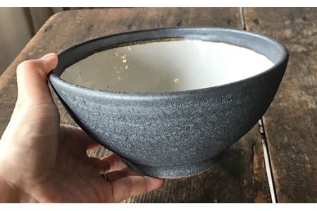 【 アイアン ブラック シリーズ 】 麺鉢 ペア 糸島市 / うつわと手仕事の店 研　器 陶器 食器 クラフト 手作り [ARD010]