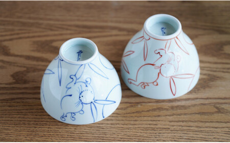 有田焼 うさぎ絵 ミニどんぶりペアセット 【そうた窯 】食器 器 うつわ 上質 小さめの丼ぶり 子ども丼 食育 ギフト プレゼント ペア A21-7