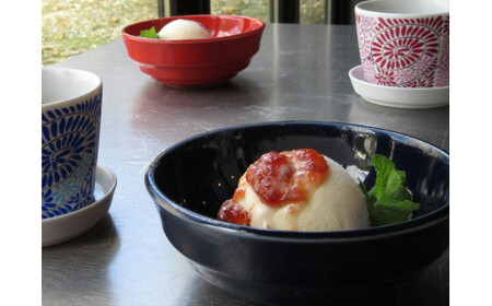 有田焼 赤釉&墨ルリ 波紋鉢 小 4個セット ARITA PORCELAIN LAB【アリタポーセリンラボ】小鉢 マルチボウル スープ皿 モダン シンプル 赤 ネイビー 35000円 3.5万円 A35-619