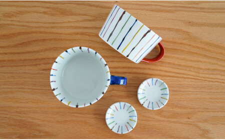 有田焼 オリジナル スープカップ＆レスト4点セット/染錦線十草【藍土】 35000円 3.5万円 A35-403