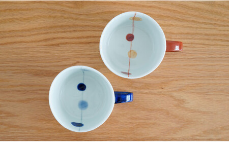 有田焼 藍土オリジナル スープカップ/青玉・赤玉ペアセット【藍土】 A24-11