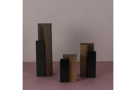 ALART〈アルアート〉　MUKU柱　漆黒　SMLセット 花器　インテリア　立体感を演出する・手染めの金属色と木の組み合わせがモダンな花器　インテリアの演出に F7Z-234