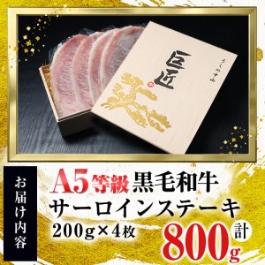 【ギフト対応】＜A5等級＞黒毛和牛 巨匠の至福のサーロインステーキ 計800g(200g×4枚) wa24-005