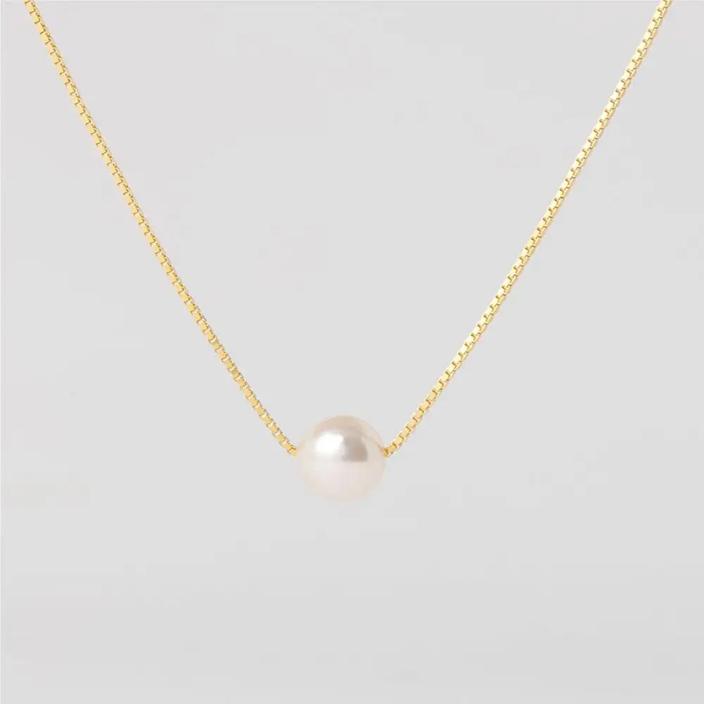 アコヤパールネックレス１粒 5.5mm~6mm シルバー925ゴールドメッキチェーン　　