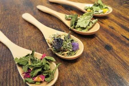 カラーハーブティー4種（リーフタイプ／約70杯分） [ナチュラルマルシェ ソヨソヨ 長野県 池田町 48110831]