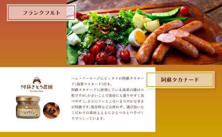 【阿蘇のソーセージ詰め合わせ(高菜マスタード付）】ひばり工房 ハム フランクフルト ウインナー ウインナーソーセージ マスタード 高菜マスタード タカナード SUFFA 金賞受賞 阿蘇さとう農園