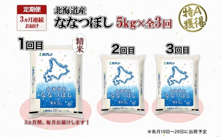 定期便 3ヵ月連続3回 北海道産 ななつぼし 精米 5kg 米 特A 白米 お取り寄せ ごはん 道産米 ブランド米 5キロ おまとめ買い お米 ふっくら ようてい農業協同組合 ホクレン 送料無料 北海道 倶知安町 3カ月 
