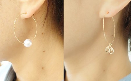akoya フープピアス （K18YG)  8.5～9.0ミリ 真珠 アコヤ パール ピアス 18金 アクセサリー ギフト ホワイトデー クリスマス 伊勢志摩 志摩ﾌｰﾌﾟ 