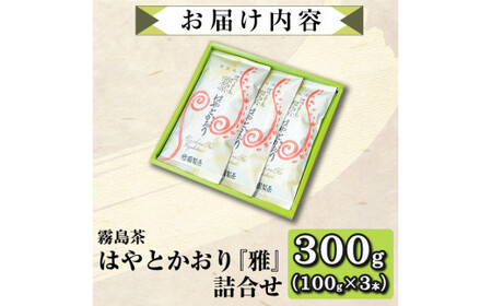 A-019 霧島茶 はやとかおり 雅 詰合せ(100g×3本)【マル竹園製茶】霧島市 緑茶 茶葉 お茶 日本茶