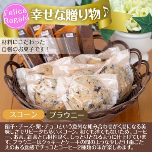 【30884】＜定期便・全3回(連続)＞びっくりスコーンとスティックブラウニー(合計12個×3回)【Felice Regalo】