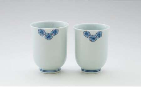 しん窯 青花 染錦梅文反り組湯呑 有田焼 湯呑み ゆのみ カップ 2個 セット ギフト 贈答 35000円 3.5万円 A35-538