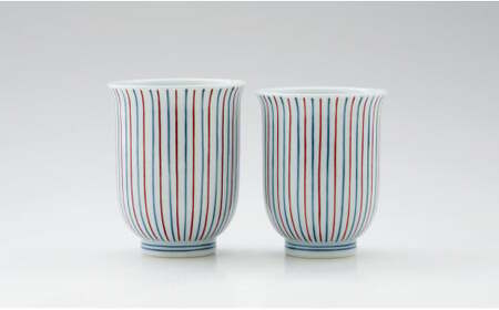 しん窯 青花 染錦十草反り組湯呑 有田焼 湯呑み ゆのみ カップ 2個 セット ギフト 贈答 35000円 3.5万円 A35-539