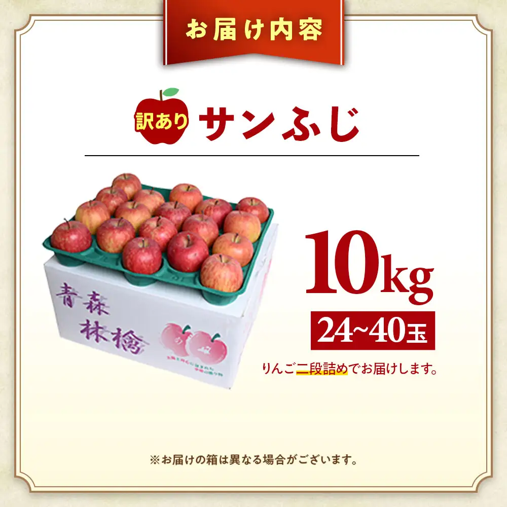 【訳あり】 大容量 青森県産りんご 1月～ サンふじ 10kg りんご