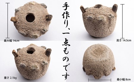三川作りの壺 インテリア ツボ 手作り 
