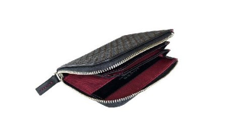 LUEGO 山形牛革 L字ミニ財布／ブラック×レッド F2Y-2426