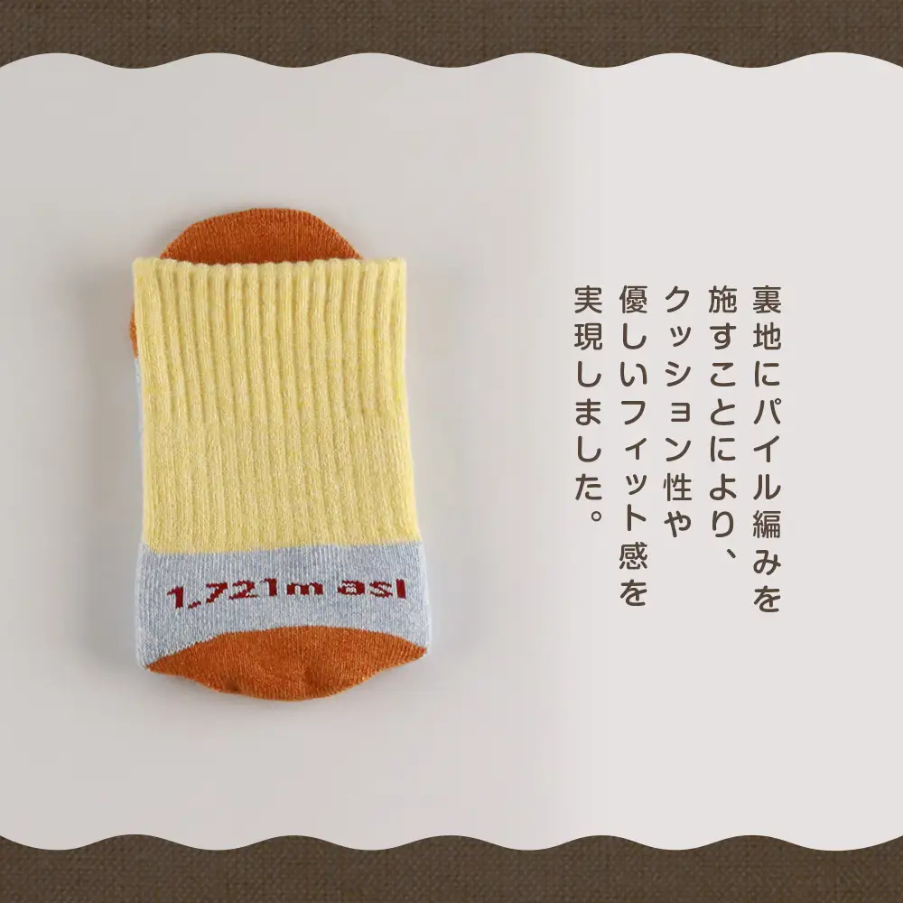 ☆利尻山デザイン☆レディース用靴下1足(イエロー)