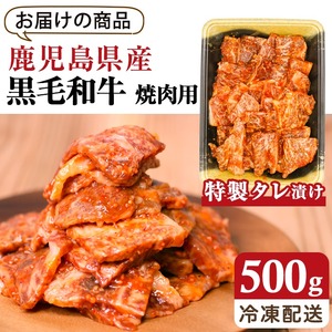 鹿児島県産 黒毛和牛 500g ( 特製 タレ漬け ) 国産 牛肉 焼肉【アグリおおすみ】A287-v01