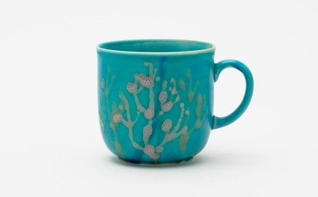 【datta.沖縄南の島陶芸工房】珊瑚カップ 瑠璃紺x青色（ペア）