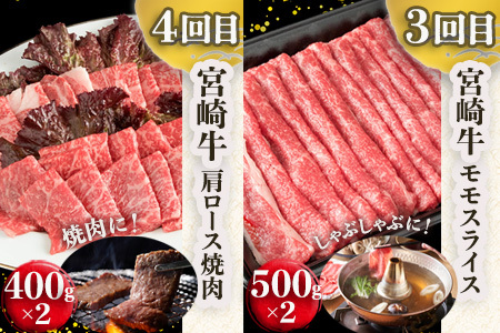 牛肉 【定期便 6回】受賞歴多数!! ≪宮崎牛≫月に一度のお楽しみ定期便【総重量4.75Kg】【ステーキ・焼肉・すき焼き・しゃぶしゃぶ】 牛肉 定期便 MT-51