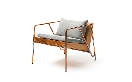 【FIL】ラウンジチェア MASS Series Lounge Chair -Natural Wood & Copper Frame-　小国杉 イージーチェア ローチェア 椅子 チェア 背もたれ 肘掛 クッション インテリア 家具 木製 無垢材 天然木 受注生産 おしゃれ リビング ダイニング ギフト Foreque 熊本 阿蘇 南小国町 送料無料