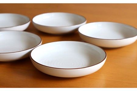 【陶器市特集】【白山陶器】【定番のシリーズ】白磁千段4.5深皿 5枚セット 食器 皿 【波佐見焼】[TA118] 波佐見焼