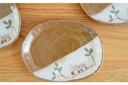 【波佐見焼】ふくろう 楕円皿 プレート 3枚組 食器 皿 【団陶器】 [PB74] 波佐見焼