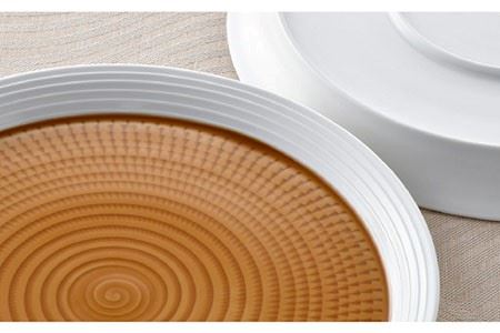 【波佐見焼】キャラメルスプレッド 24cm 丸皿 プレート 2枚セット 食器 皿 【一真窯】 [BB56]  波佐見焼