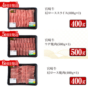 ＜定期便・6回(連続)＞宮崎牛・定期便D(6ヶ月)国産 宮崎県産 宮崎牛 牛肉 ステーキ 焼肉 すき焼き A4 和牛 ブランド牛【MI024】【(株)ミヤチク宮崎加工センター】