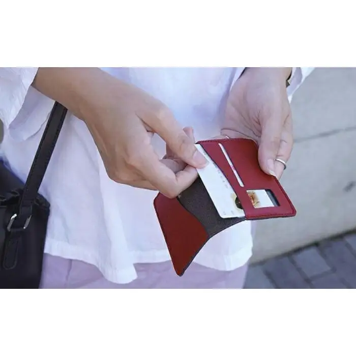 【職人手作り】マイナンバーカードケース　スキミング防止カード付きMYNOC（ダークレッド）