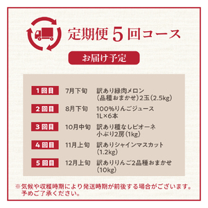 【2026年7月発送開始】 フルーツ定期便 5回 ジュース入り 訳あり品含む | フルーツ定期便