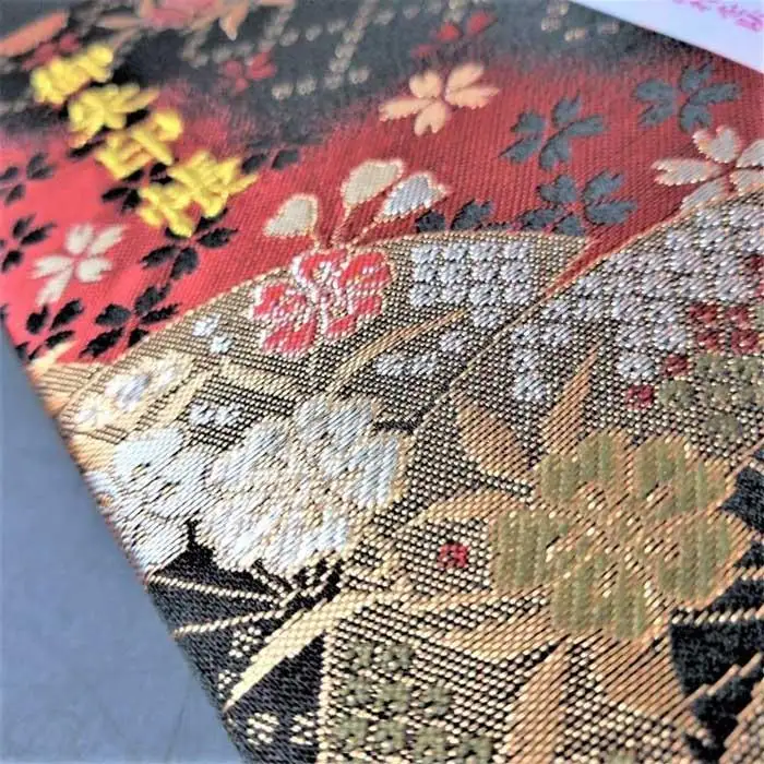 【早和製本】京都西陣織 御朱印帳 赤黒扇面桜 SOWALABO