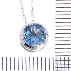 K18WG ブルートパーズ&ダイヤ リバーシブルペンダント 丸