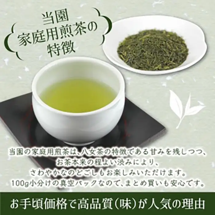 八女茶100％ 煎茶 たっぷり500g（100g×5袋）＜岩崎園製茶＞　075-005