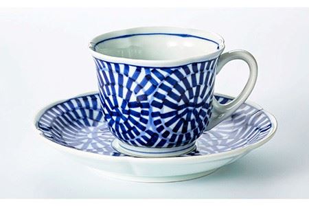 【波佐見焼】タコ唐草絵（手描）珈琲碗皿5客揃 食器 カップ 【不二商店】 [UC09] 波佐見焼