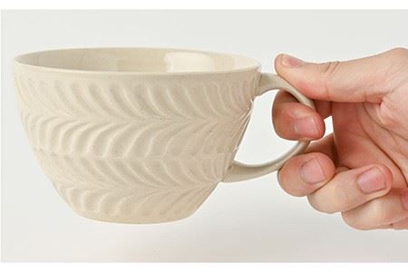 【波佐見焼】ローズマリー スープカップ デニム・アイボリー 4個セット 食器 皿 【福田陶器店】 [PA225]  波佐見焼